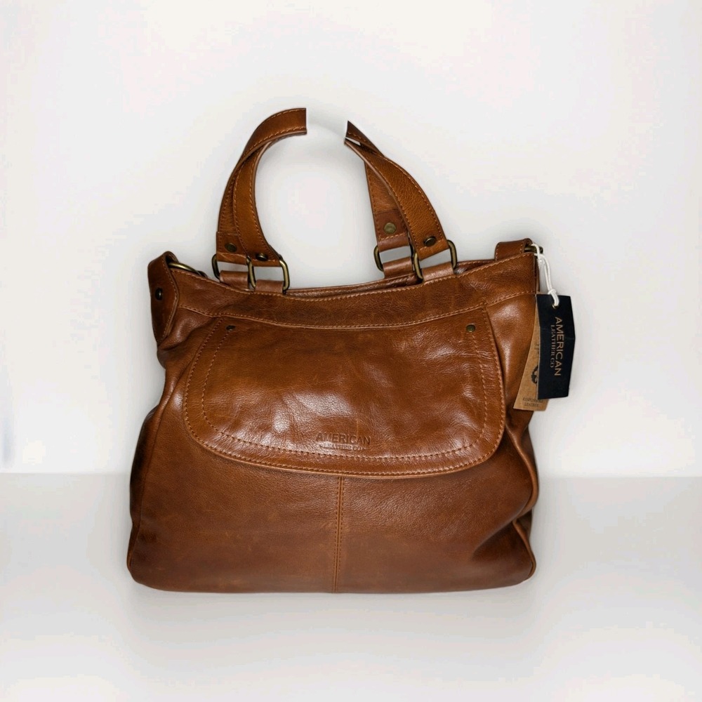 NWT American Leather Co Blaine Convertible Shopper Brandy  Glove TannedPurse - Picture 2 of 14